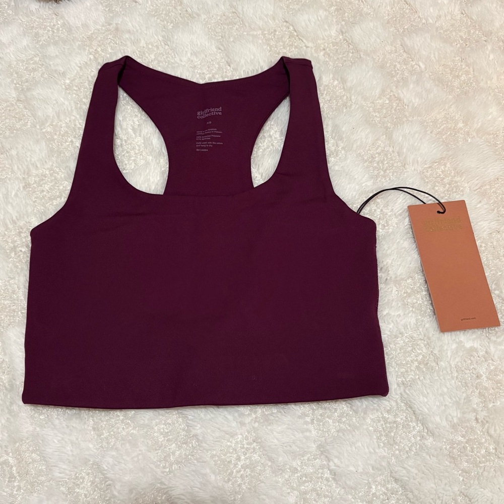 NEW Girlfriend Collective Paloma Racerback Long Line Bra in Plum XSmall